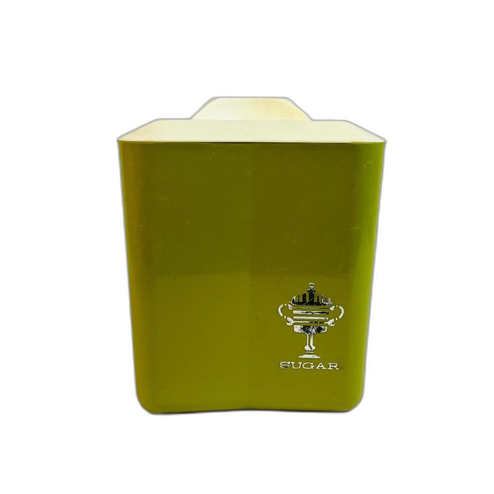 Vintage Avocado Green Plastic Sugar Canister MCM Mid Century